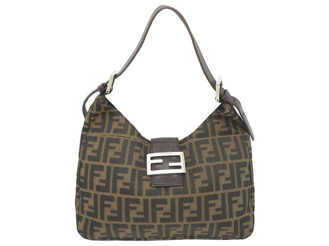 Borsa a mano Fendi da donna 26569 Canvas Zucca Pattern Marrone