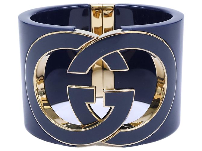 Bracciale rigido Gucci GG Interlocking D'oro Blu navy