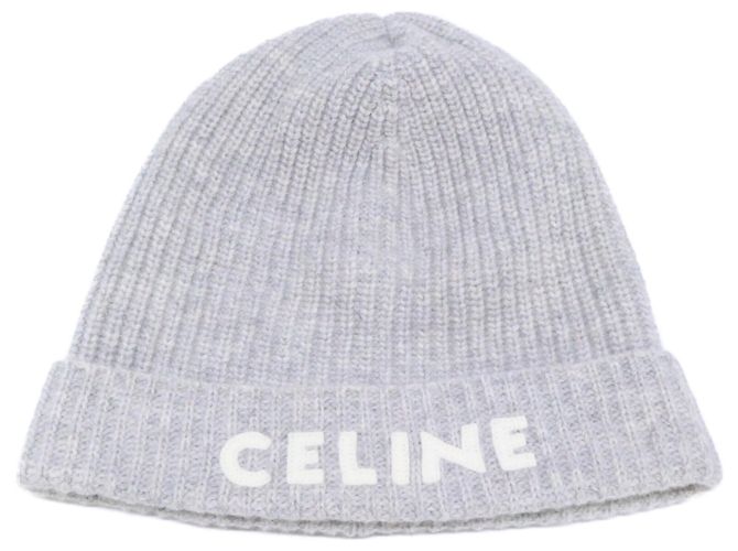 Céline Celine Light Gray Wool Knit Hat Grey