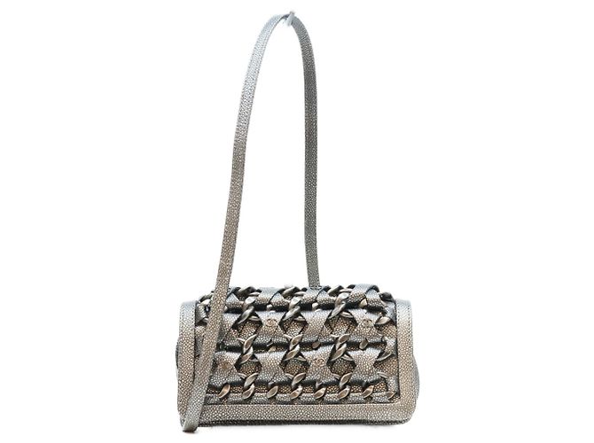 Borsa a tracolla Chanel Grigio Metallizzato Metallico
