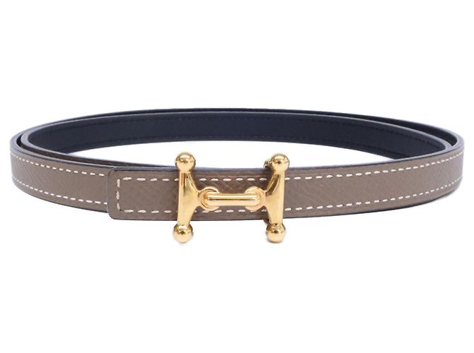 Hermès Hermes Y-stamp Mole H Mini Buckle Black Etoupe Gürtel