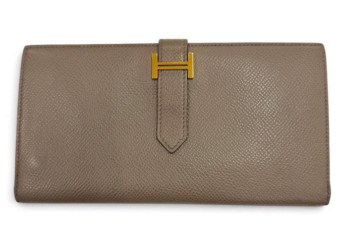 Hermès Hermes Bearn Soufflé Long Wallet Taupe