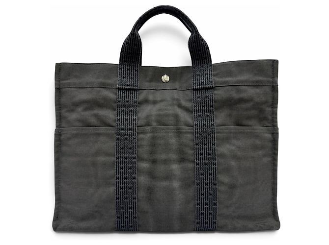 Hermès Hermes Herline MM Gray Canvas Tote Bag Braun