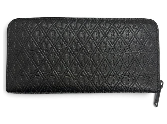 Carteira longa em couro preto Saint Laurent