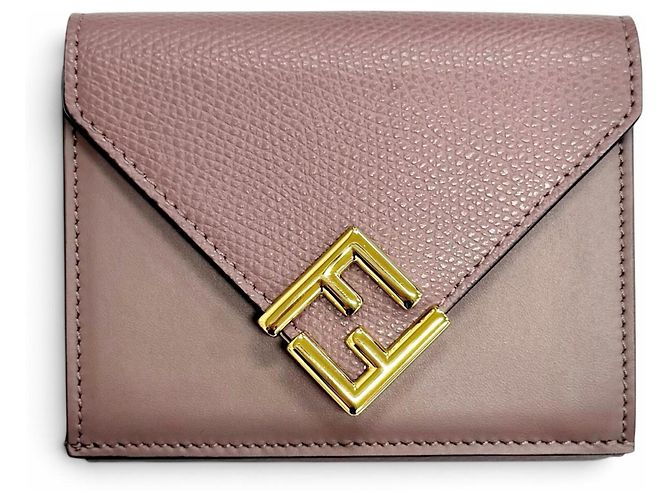 Fendi Purple Leather Tri-fold Wallet