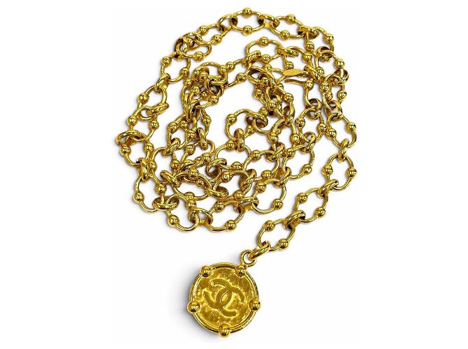 Cinturón de cadena Chanel Vintage 23 Coco Mark Dorado