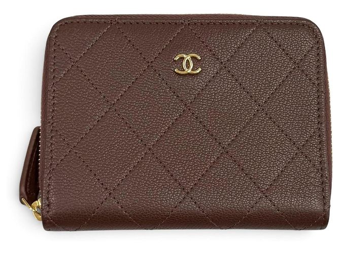 Chanel Bi-Fold Leather Wallet Brown