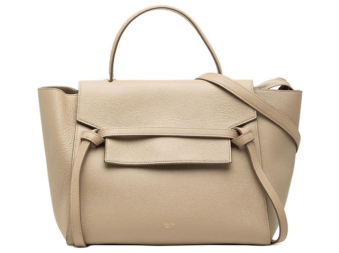 Belt Bag Céline Bolso cinturón Celine Mini de piel de ternera granulada Beige