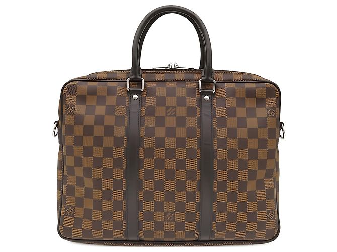 Louis Vuitton Brown Damier Ebene Porte Documents Voyage PM Marrom