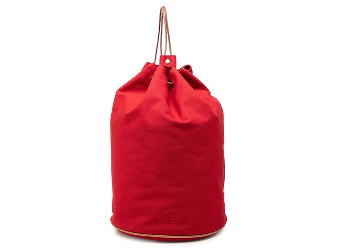 Hermès Red Toile Polochon Mimile Rouge