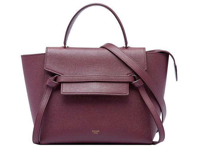 Belt Bag Céline Bolsa de cintura Celine em couro de bezerro micro grão vermelho Bordeaux