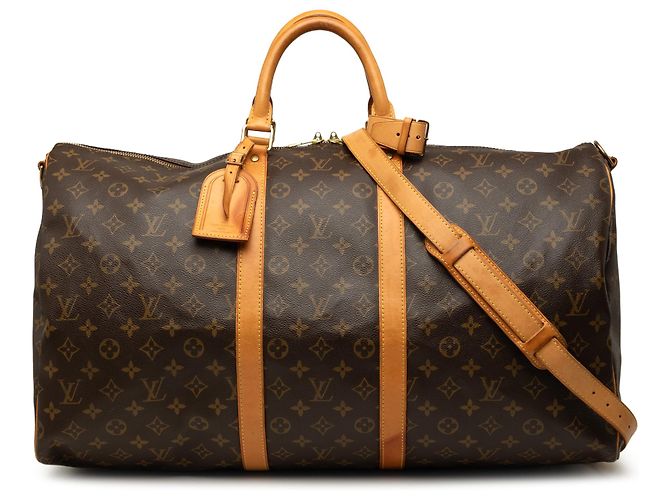 Louis Vuitton Brown Monogram Keepall Bandouliere 55 Marrom