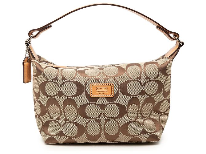 Borsa Coach Beige Canvas Signature Sufflette