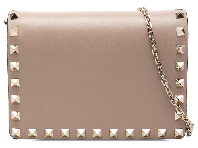Pouch a catena Rockstud in pelle rosa Valentino