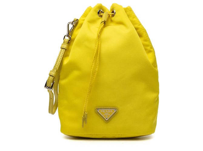 Prada Yellow Tessuto Drawstring Pouch