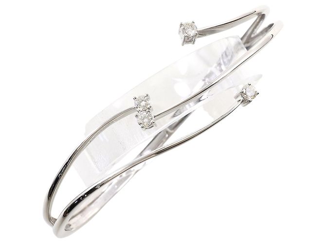 Autre Marque Bangles in oro bianco 18K e diamanti D'oro