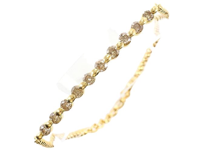 Autre Marque Pulsera de amuletos en oro amarillo 18K con diamantes marrones Castaño Dorado