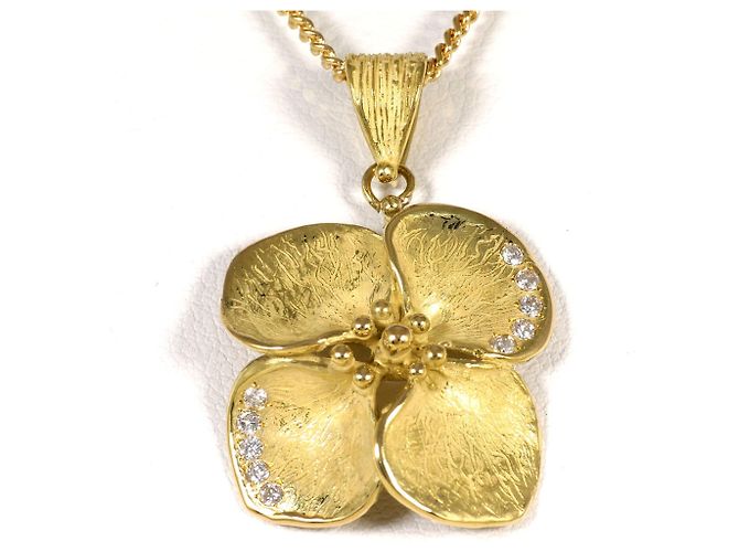 Autre Marque Collar de oro amarillo de 18K con diamante Dorado