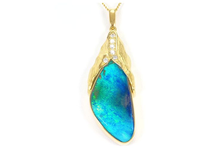 Autre Marque Collana in oro giallo 18K con diamante e opale D'oro