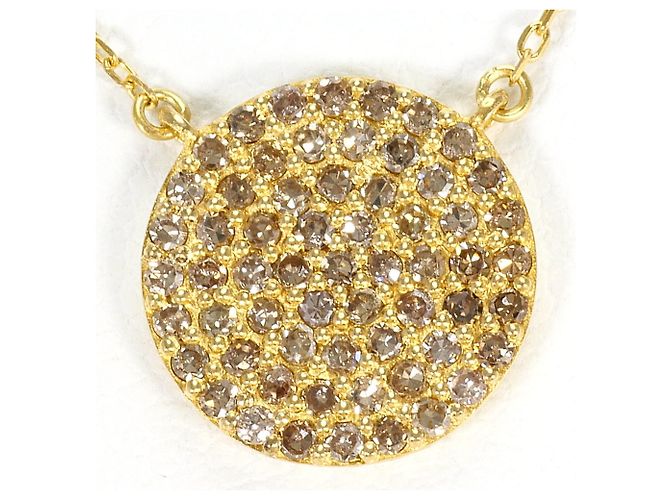 Autre Marque Collar de oro amarillo de 18K con diamante marrón Castaño Dorado