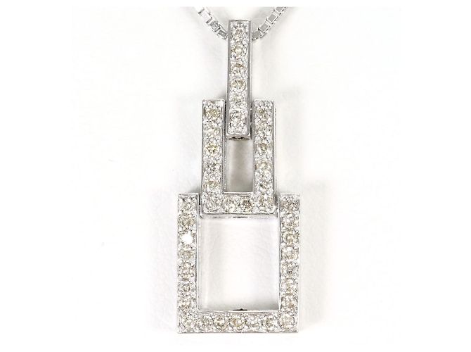 Autre Marque Colar de Ouro Branco 18K e Diamantes Dourado