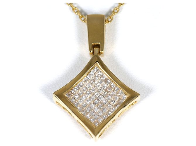 Autre Marque Collar de oro amarillo 18K con diamante Dorado