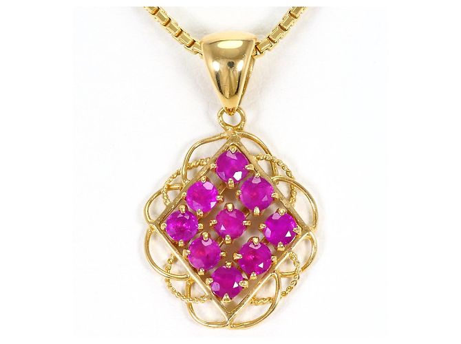Autre Marque Collar de oro amarillo 18K con rubí Dorado