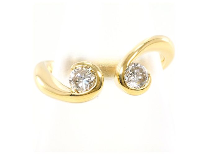 Autre Marque Anel aliança em ouro amarelo 18K com diamante Dourado