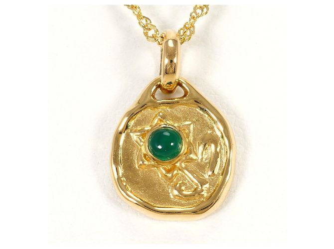 Autre Marque Collana in oro giallo 18K con scheda in calcedonio D'oro