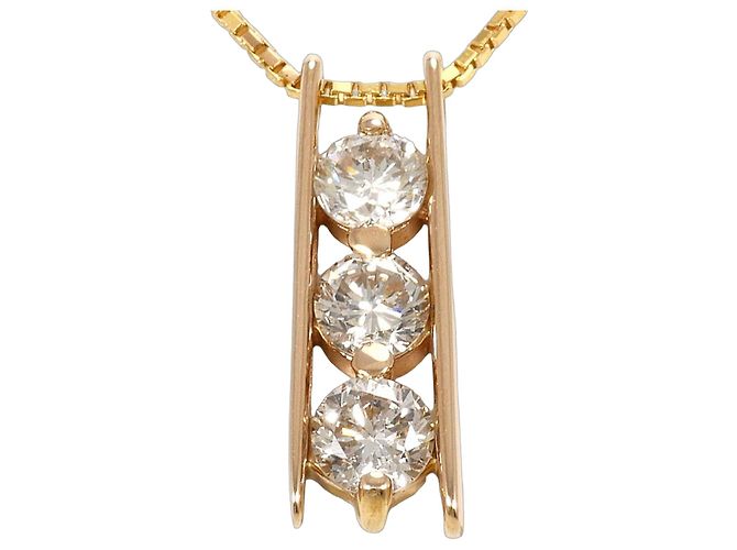 Autre Marque Collar de oro rosa de 18K con diamante Dorado