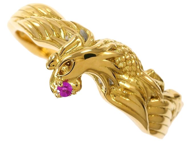 Autre Marque 18K Yellow Gold Ruby Band Ring Golden
