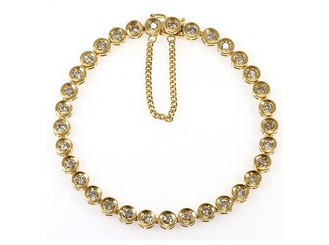 Autre Marque Pulsera de dijes en oro amarillo de 18K con diamantes marrones Castaño Dorado