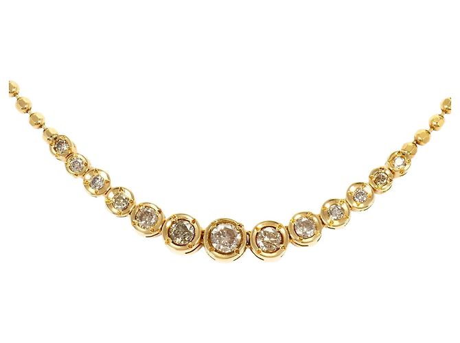 Autre Marque Collar de oro amarillo 18K con diamante marrón Dorado