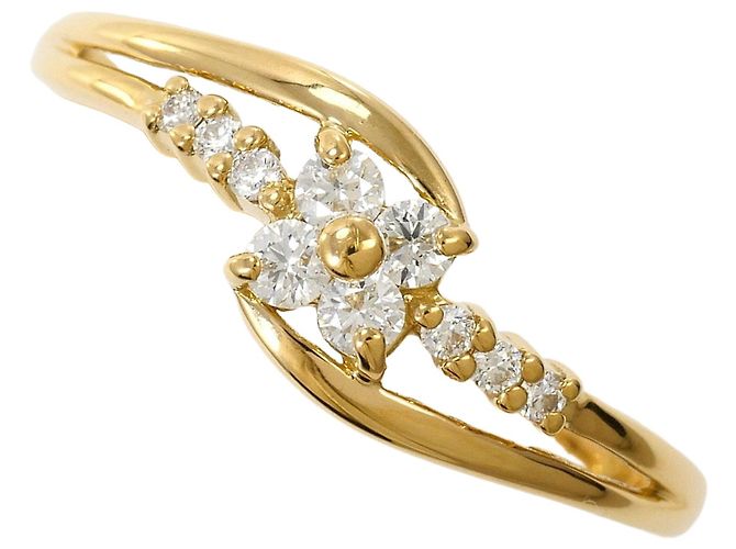 Autre Marque 18K Yellow Gold Band Ring with Diamond Golden