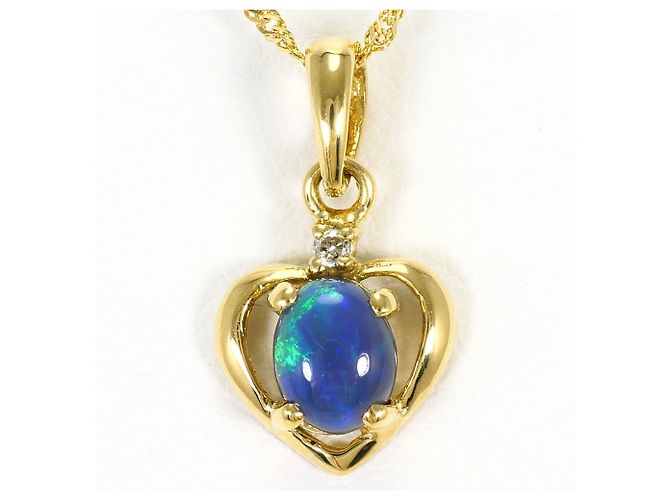Autre Marque Collana in oro giallo 18K con opale nero e diamante D'oro