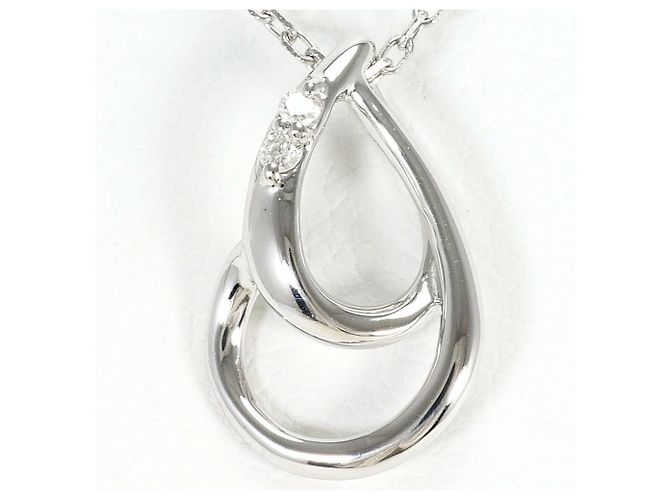 Autre Marque Collar de oro blanco 10K con diamante Dorado
