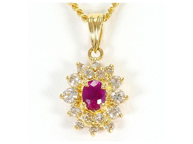 Autre Marque Collana in oro giallo 18K con rubino e diamante D'oro