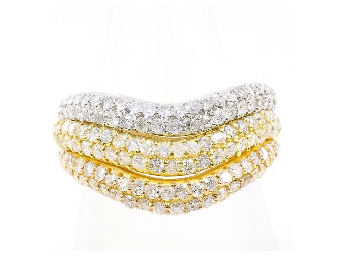 Autre Marque Anello fede elegante in platino e oro 18K D'oro