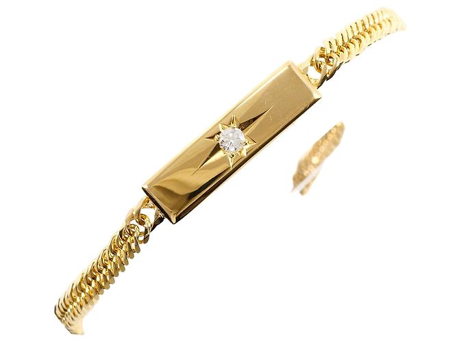 Autre Marque Bracciale con charm in oro giallo 18K e diamante D'oro