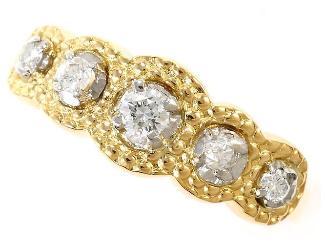Autre Marque Anel aliança em ouro 18K com diamante Dourado