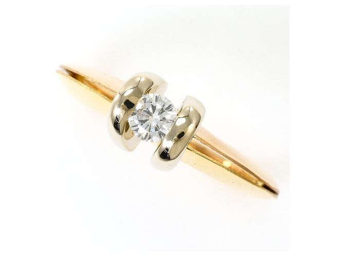 Autre Marque Anillo banda de oro de 18K con diamante Dorado