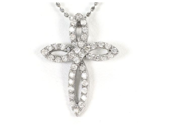 Autre Marque Collar de oro blanco 18K con diamante Dorado