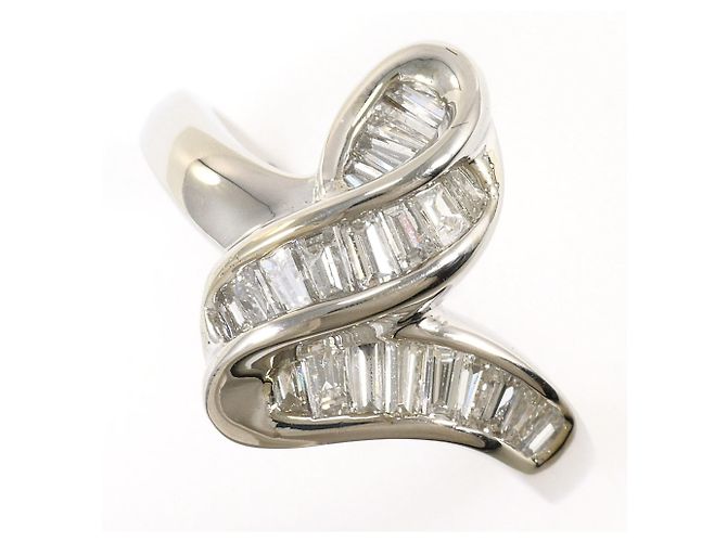 Autre Marque Platin-Bandring mit Diamant