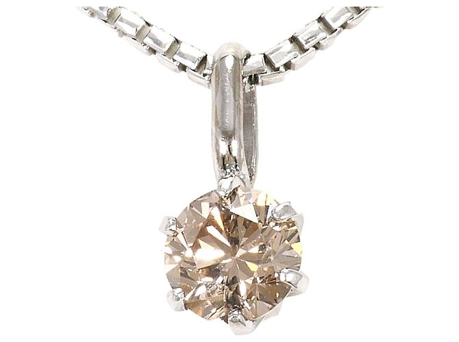 Autre Marque Colar em ouro branco 18K com diamante castanho Dourado