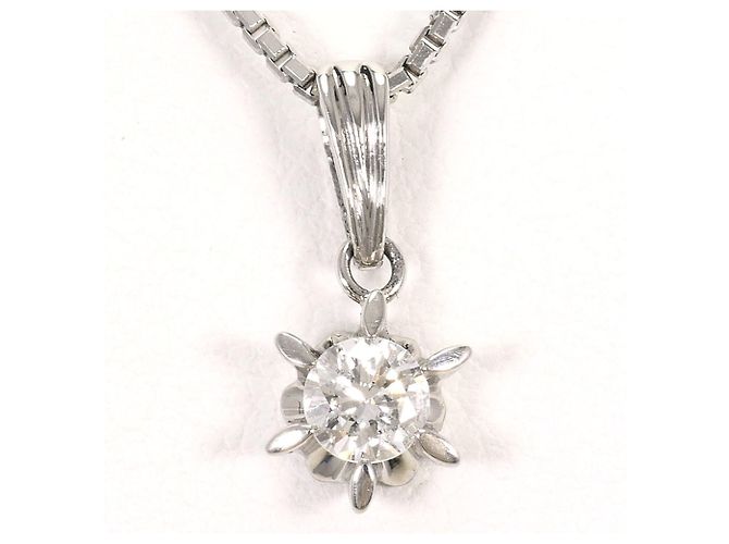 Autre Marque Platinhalskette mit Diamantanhänger