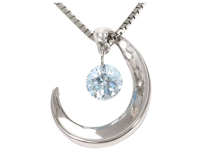 Autre Marque Collar de oro blanco 18K con diamante azul tratado Dorado