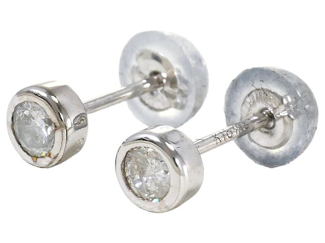 Autre Marque Orecchini a lobo eleganti in oro bianco 18K e diamanti D'oro