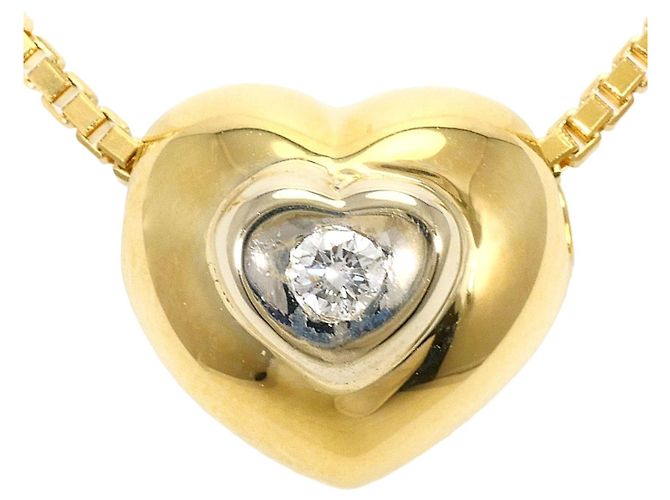 Autre Marque Collar de oro de 18K con diamante Dorado