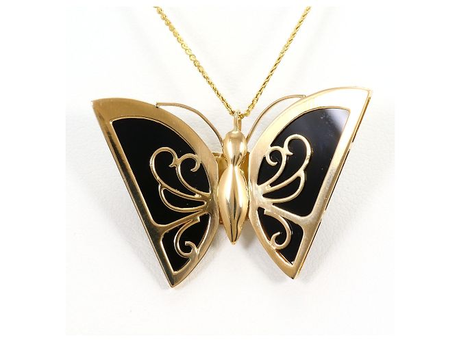 Autre Marque Collar de oro amarillo 18K con ónix Negro