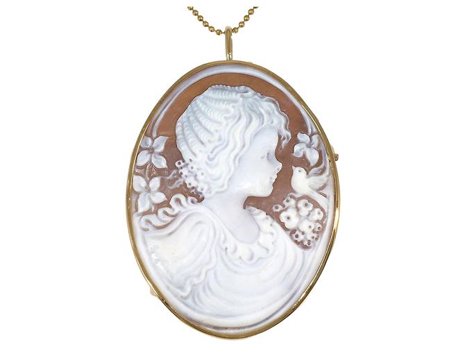 Autre Marque Collar de oro amarillo 18K con camafeo de concha Dorado